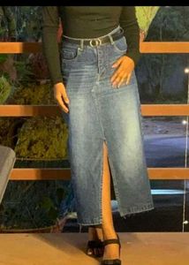 Classic Denim Midi Skirt