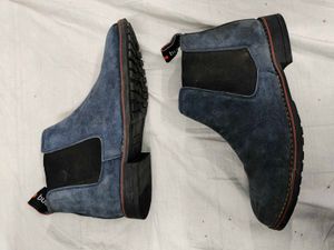 Blue Suede Chelsea Boots