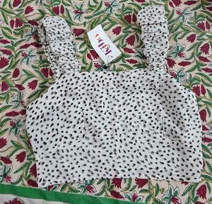Chic White & Black Polka Dot Crop Top