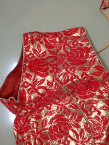 Red And Cream Colour Readymade Blouse Free Size