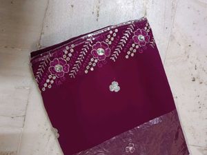Exquisite Embroidered Silk Saree