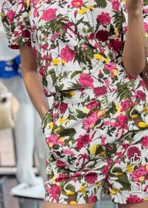 Beautiful floral cotton half cord set