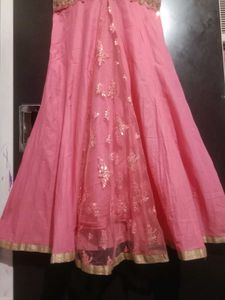 Elegant Pink Embroidered Ethnic Gown