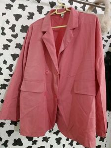 Stylish Pink Double-Breasted Blazer