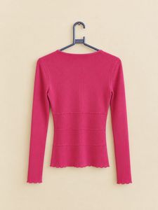 Fuchsia Ribbed Long Sleeve Top