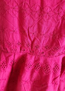 Chic Pink Embroidered A-Line Dress