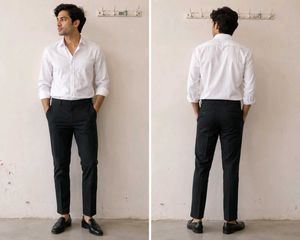 Men's Black Formal Trousers - carrot fit