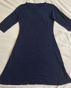 Navy Striped Fit &amp; Flare Dress
