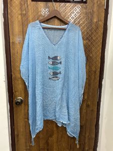 Blue Kaftan Top with Fish Print(brand new )