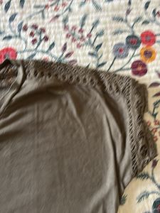 Stylish Lace Shoulder T-Shirt