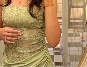 Elegant Lace &amp; Silk Maxi Dress