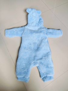 Blue Bear Fleece zip front hooded romper