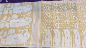 Light Yellow Kolka Design Jamdani Saree
