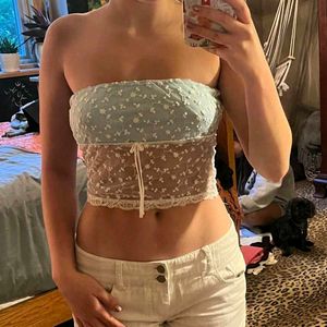 19279. Sheer Floral Lace Tube Top
