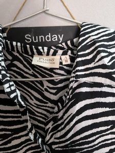Zebra Print Tiered Midi Dress