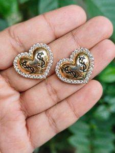 Heart Shaped YSL Stud Earrings