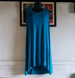 Chic Blue Sleeveless A-Line Dress