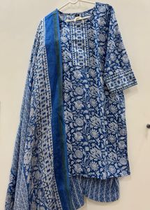 Blue Printed Kurta Set