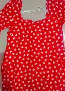Red Heart Print kurti