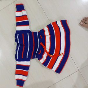 Striped Knit Baby Outfit - Hat, Top, Pants