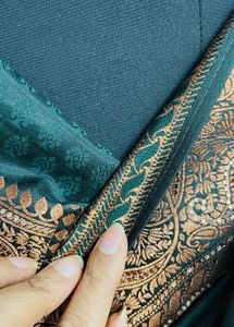 Elegant bottle green Saree with Brocade Border