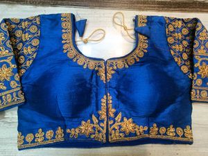 Blue Embroidered Heavy Work Blouse