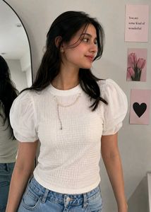 Chic Puff Sleeve Textured Top