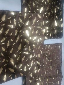 Elegant Brown cushion cover with Gold Feather Prin