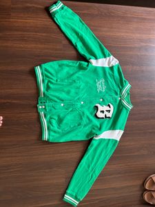 H&amp;M Unisex Green Varsity Bomber Jacket