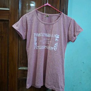 fitted grey pink Graphic Tee