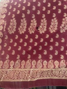 Elegant red &amp; Maroon Cotton Saree with blouse