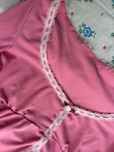 Cute Pink Lace Trim Peplum Top
