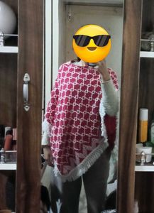 Stylish cherry & White Poncho
