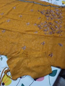 Elegant Yellow Embellished Saree