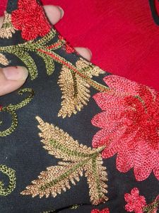 Beautiful Red Saree with Embroidered Blouse