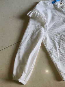 Cute White Textured Button-Up Top