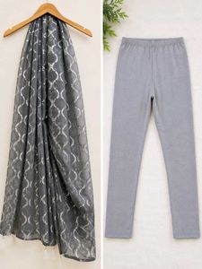 Elegant Grey Embroidered Kurta Set with Dupatta