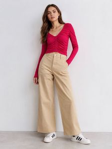 H& M DIVIDED Beige Raw Edge Twill Chinos