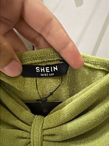 Chic Green Velvet Bow Top