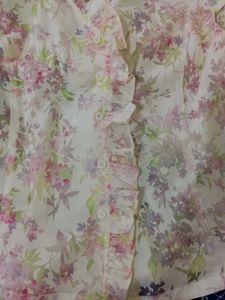 Floral Print Ruffle Blouse