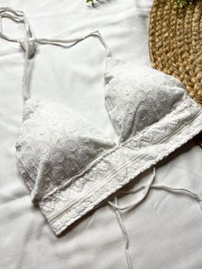 handmade White Chikankari Embroidered Blouse