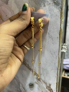 Gold Plated Heart Dangle Earrings