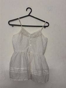 White Lace Trimmed Romper