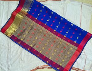 Royal Blue Saree with Gold Motifs