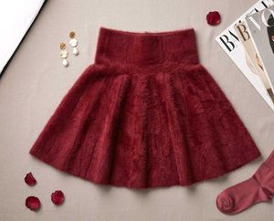 Red Fur Flare Skirt