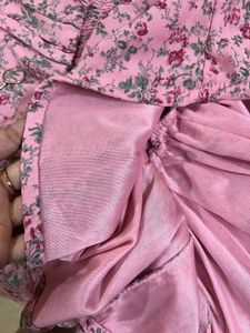 Pink Floral Ruffle Top