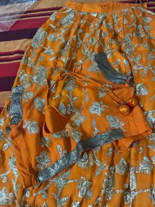 Designer Orange Floral Lehenga Choli Set