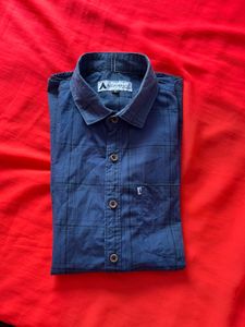 Blue Plaid Button-Down Shirt