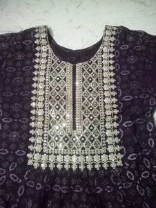 Elegant Purple Embroidered Dress