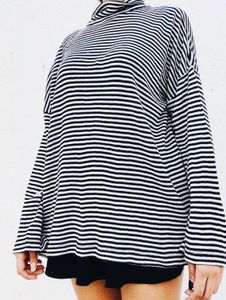 Striped Turtleneck Long Sleeve Top